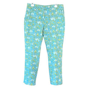 BROOKS BROTHERS Women's Size 10 Blue Sheep Print Cotton Blend Zip Pockets Pants